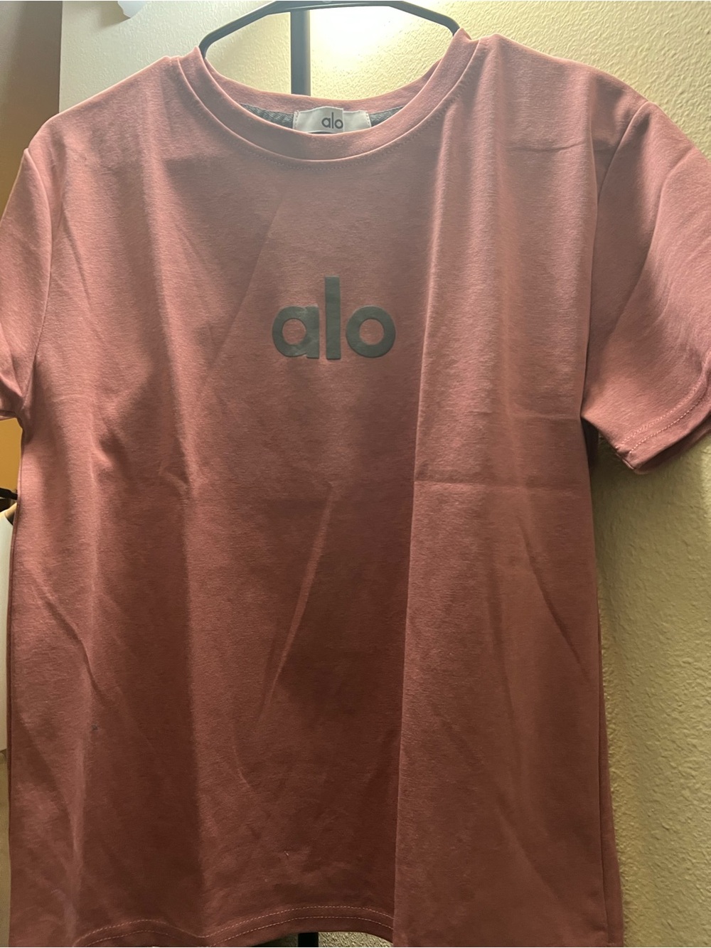 Women’s Dusty Rose Pink Logo T-Shirt Stretch Crewneck